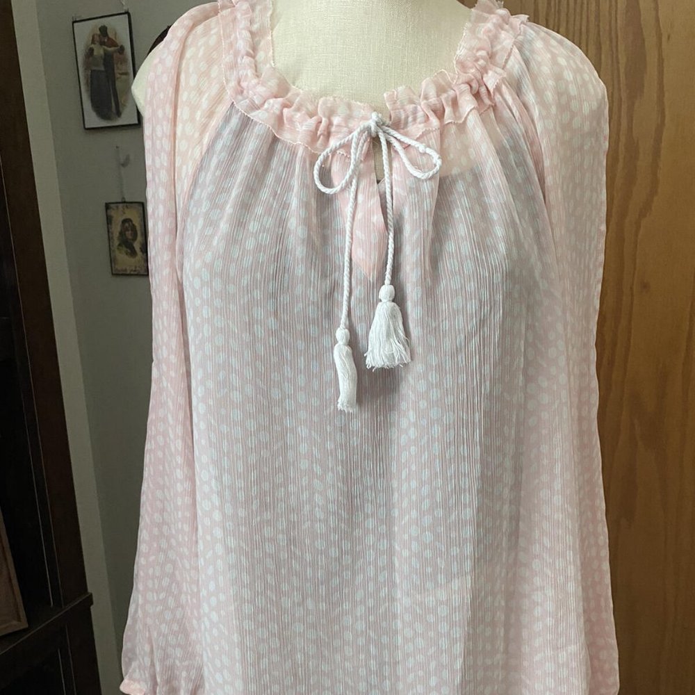 MEDIUM Tommy Hilfiger LIGHT PINK polka dot BLOUSE